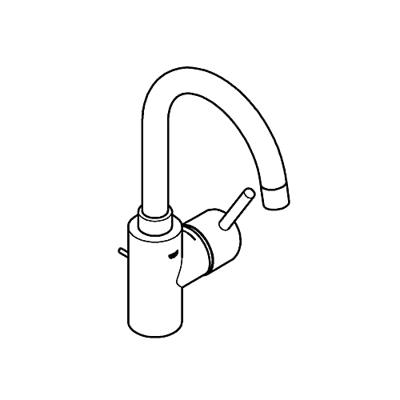 GROHE Concetto wastafelkraan L-size met afvoerplug met hoge draaibare uitloop chroom 32629002 - thumbnail
