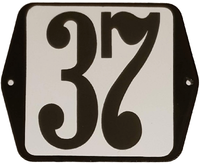 Huisnummer naambordje standaard 15x12 cm nummer 37 - Warentuin mix