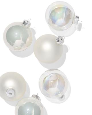 HEMA Kerstballen set 7.2cm glas parel - 6 stuks (gebroken wit)