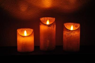 Anna&apos;s Collection LED kaars flame effect rustiek 7.5x10cm koper 1 stuks - thumbnail