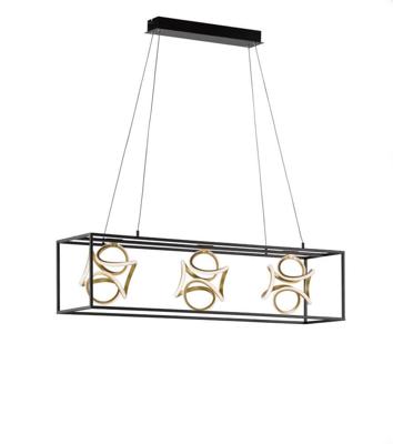 Fischer & Honsel Design hanglamp Gesa zwart met goud 60404