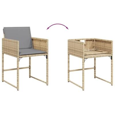 Tuinstoelen 4 st met kussens poly rattan gemengd beige - thumbnail