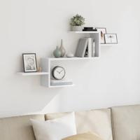 Wandschap 104x15x49 cm bewerkt hout wit - thumbnail