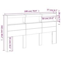 Hoofdbordkast met LED-verlichting 180x17x102 cm gerookt eiken - thumbnail