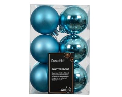 Kerstballen kunststof d6 cm blauw 12 st Decoris - Decoris Kerstballen kunststof d6 cm blauw 12 st Decoris - Decoris