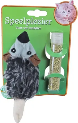 Kattenspeelgoed op kaart pluche rat met catnip vulbaar, 18 cm. Kattenspeelgoed op kaart pluche rat met catnip vulbaar, 18 cm.