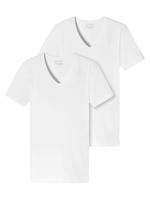 Schiesser T-shirt 95/5 met V-hals 2-pack wit - thumbnail