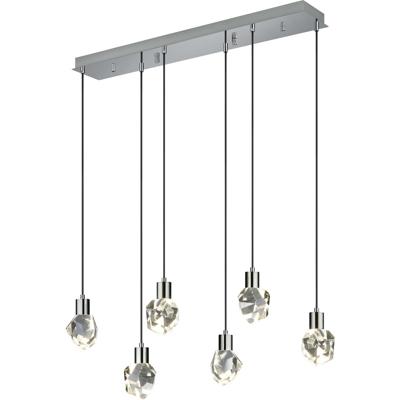 LED Hanglamp - Trio Select Verano - 6 Lichtpunten van 5.5 Watt - Dimbaar - Aanpasbare Lichtkleur - Hoogte Aanpasbaar - IP20 - Chroom - Metaal