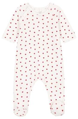 Babysweater van velours met hartjes PETIT BATEAU wit