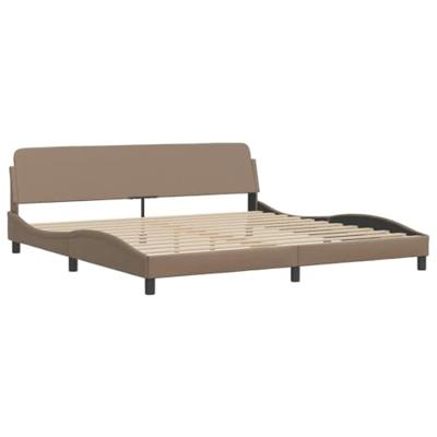 Bedframe met hoofdbord kunstleer cappuccinokleurig 200x200 cm Bedframe met hoofdbord kunstleer cappuccinokleurig 200x200 cm