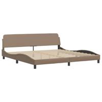 Bedframe met hoofdbord kunstleer cappuccinokleurig 200x200 cm - thumbnail