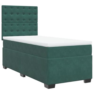 Boxspring met matras fluweel donkergroen 200x200 cm - thumbnail