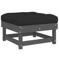 Tuinvoetenbank met kussen massief grenenhout grijs - thumbnail