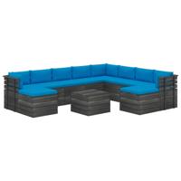 vidaXL 11-delige Loungeset pallet met kussens massief grenenhout - thumbnail