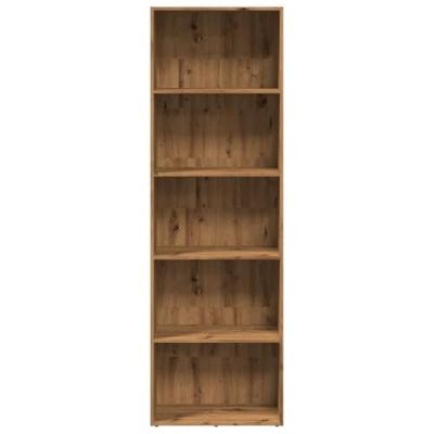 Boekenkast 60x30x189 cm bewerkt hout artisanaal eikenkleurig