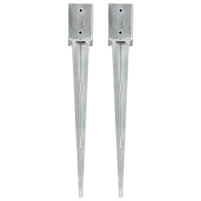 VidaXL Grondpinnen 2 st 9x9x75 cm gegalvaniseerd staal zilverkleurig