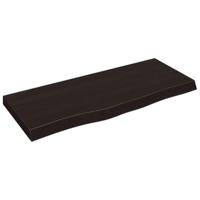 VidaXL Wastafelblad 100x40x(2-6) cm behandeld massief hout donkerbruin - thumbnail