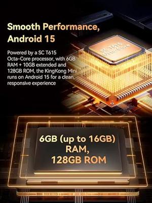 CUBOT Tab KingKong Mini Tablet 8,68 inch HD+ 90 Hz, 16 GB RAM (6 GB + 10 GB Est.), 128 GB ROM, 4G Dual SIM, camera 48 MP, batterij 10200 mAh, Android 15, Unisoc T615, zwart.