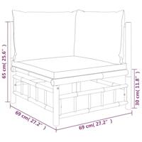 2-delige Loungeset met kussens bamboe crmewit - thumbnail