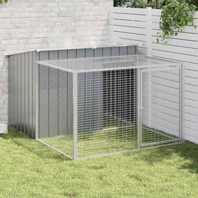 vidaXL Hondenhok met ren 153x194x110 cm staal antracietkleurig, hondenkennel, hondenverblijf, huisdierenhok, hondenbench, dierenverblijf