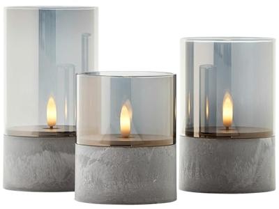 Kaars LED Brilliant Grijs Metaal 3 Stuks