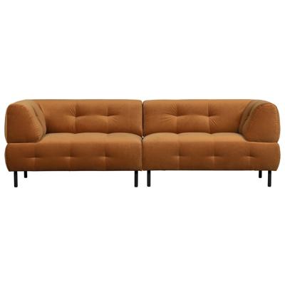 WOOOD Bank 'Lloyd' 4-zits, Velvet, kleur Cinnamon