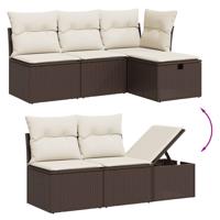 6-delige Loungeset met kussens poly rattan bruin - thumbnail