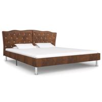 VidaXL Bedframe kunstsuède bruin 180x200 cm - thumbnail
