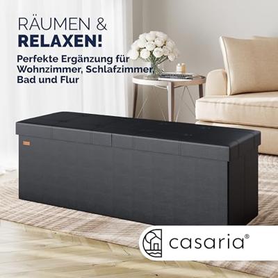 Opvouwbare Zitbank met opbergruimte en deksel - 115cm - Zwart Opvouwbare Zitbank met opbergruimte en deksel - 115cm - Zwart