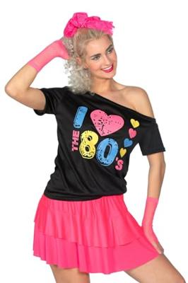 Shirt I love the 80&apos;s zwart