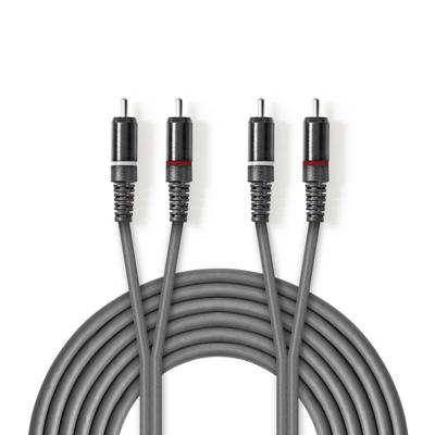 Stereo audiokabel | 2x RCA male - 2x RCA male | 1,5 m | Grijs Stereo audiokabel | 2x RCA male - 2x RCA male | 1,5 m | Grijs
