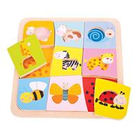 Bigjigs houten dieren patronen puzzel, 9st. - thumbnail