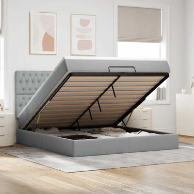 Ottoman bed met matras 180x200cm stof lichtgrijs