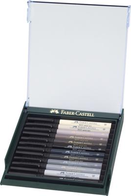 Faber Castell Tekenstift Pitt Artist Pen Brush - set 12 stuks - grijstinten