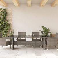 Tuintafel met glazen blad 240x90x75 cm poly rattan grijs - thumbnail