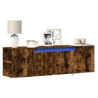 Tv-wandmeubel met LED-verlichting 135x31x39,5 cm gerookt eiken - thumbnail