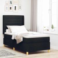 Boxspringbed met matras met hoofdeinde Zwart 100 x 200 cm Stof - thumbnail