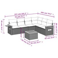 7-delige Loungeset met kussens poly rattan zwart - thumbnail