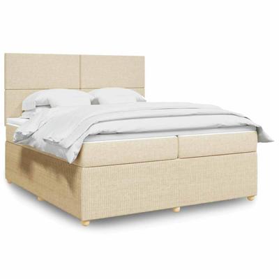 Boxspring met matras stof crèmekleurig 200x200 cm