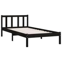 VidaXL Bedframe massief grenenhout zwart 75x190 cm - thumbnail