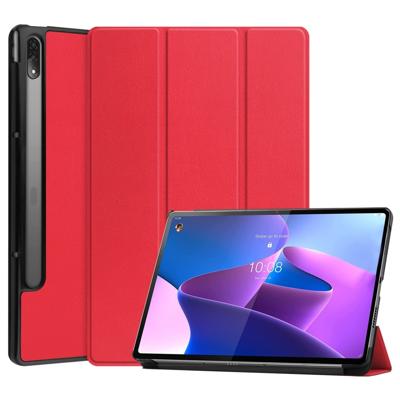 Lunso - Lenovo Tab P12 Pro - Tri-Fold Bookcase hoes - Rood Lunso - Lenovo Tab P12 Pro - Tri-Fold Bookcase hoes - Rood