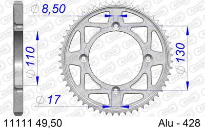 AFAM Chain wheel 428 50z alu silver