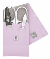 Erbe Solingen 3-delige manicure etui met drukknoop sluiting licht paars (erbe9673) - thumbnail