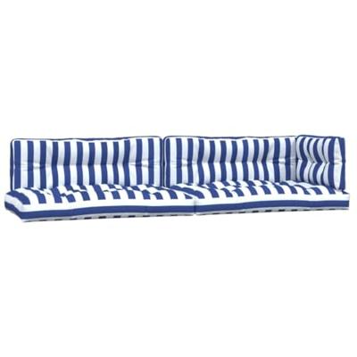 VidaXL Palletkussens 5 st gestreept stof  wit en blauw