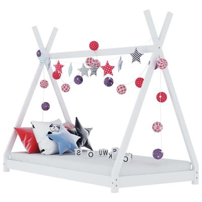 Kinderbedframe massief grenenhout wit 70x140 cm