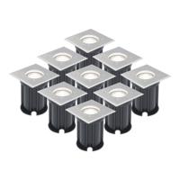 Set van 9 LED Grondspots vierkant buiten - Dimbaar - GU10 - 6500K daglicht wit - 4 Watt 345 Lumen - Tuinspot - Oprit - RVS - IP65 - thumbnail