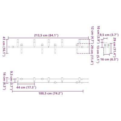 VidaXL Doos met onderdelen voor schuifdeur 213,5 cm staal zwart VidaXL Doos met onderdelen voor schuifdeur 213,5 cm staal zwart