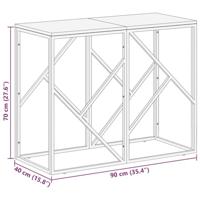 Wandtafel roestvrij staal en massief acaciahout zilverkleurig - thumbnail