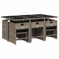 11-delige Tuinset met kussens poly rattan grijs - thumbnail