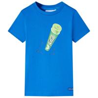 Kindershirt met ijsjesprint 140 felblauw - thumbnail